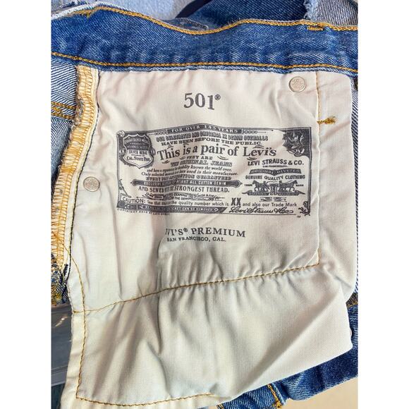 NWT Premium Big  E Raw Hem Shorts Button Fly High Rise Distressed Festival 28 - Picture 4 of 14